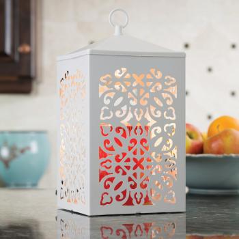 Candle Warmers SCROLL Laterne Kerzenwärmer Metall für Duftkerzen im Glas white