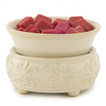 Candle Warmers elektrische Duftlampe 2in1FLEUR DE LYS creme aus Keramik