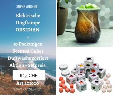 Candle Warmers Duftlampenset - Obsidian  inclusive 10 Packungen Scented Cubes Düfte