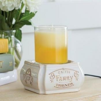 Candle Warmers elektrische Duftlampe 2in1 FAITH FAMILY FRIENDS Classic creme