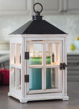 Candle Warmers HOLZ Laterne für Kerzengläser elektrisch washed white