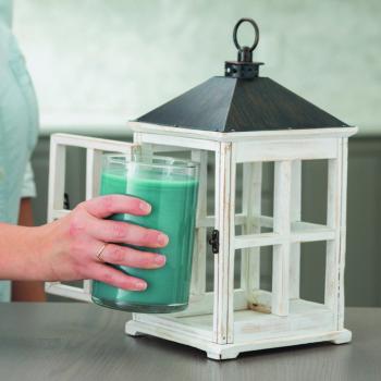Candle Warmers HOLZ Laterne für Kerzengläser elektrisch washed white