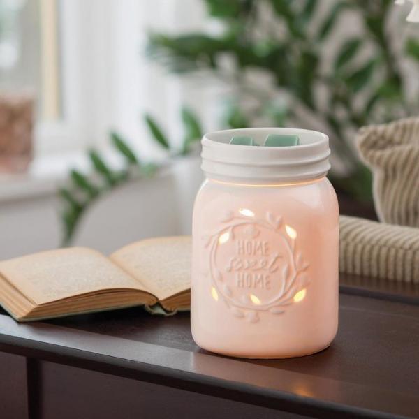 Candle Warmers Duftlampe elektrisch weiß Porzellan - MASON JAR Home sweet Home