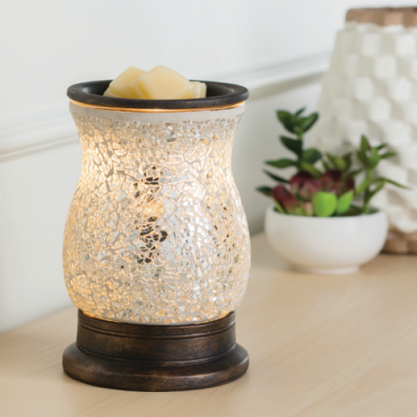 Candle Warmers elektrische Duftlampe - REFLECTION silber Mosaik Glas