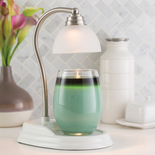 Candle Warmers AURORA Lampe für Duftkerzen im Glas weiß-silber