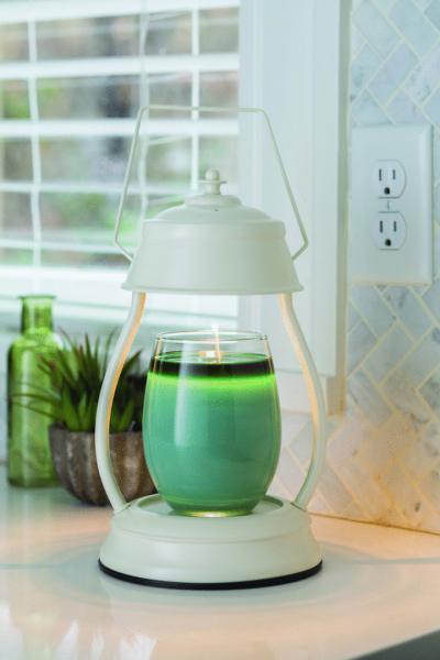 Candle Warmers HURRICANE Laterne Metall für Duftkerzen im Glas antik weiß