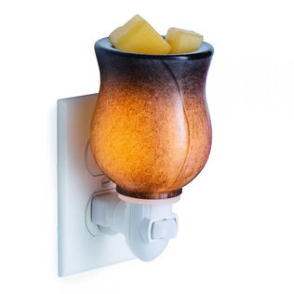 OBSIDIAN Duftlampe für die Steckdose elektrisch schwarz-weiß marmoriert aus Glas